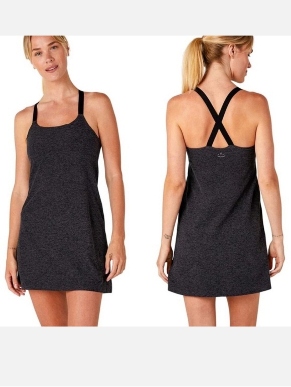 Beyond Yoga Mini Tennis Dress Skort Navy Spacedye 90s Y2k Sporty Athleisure